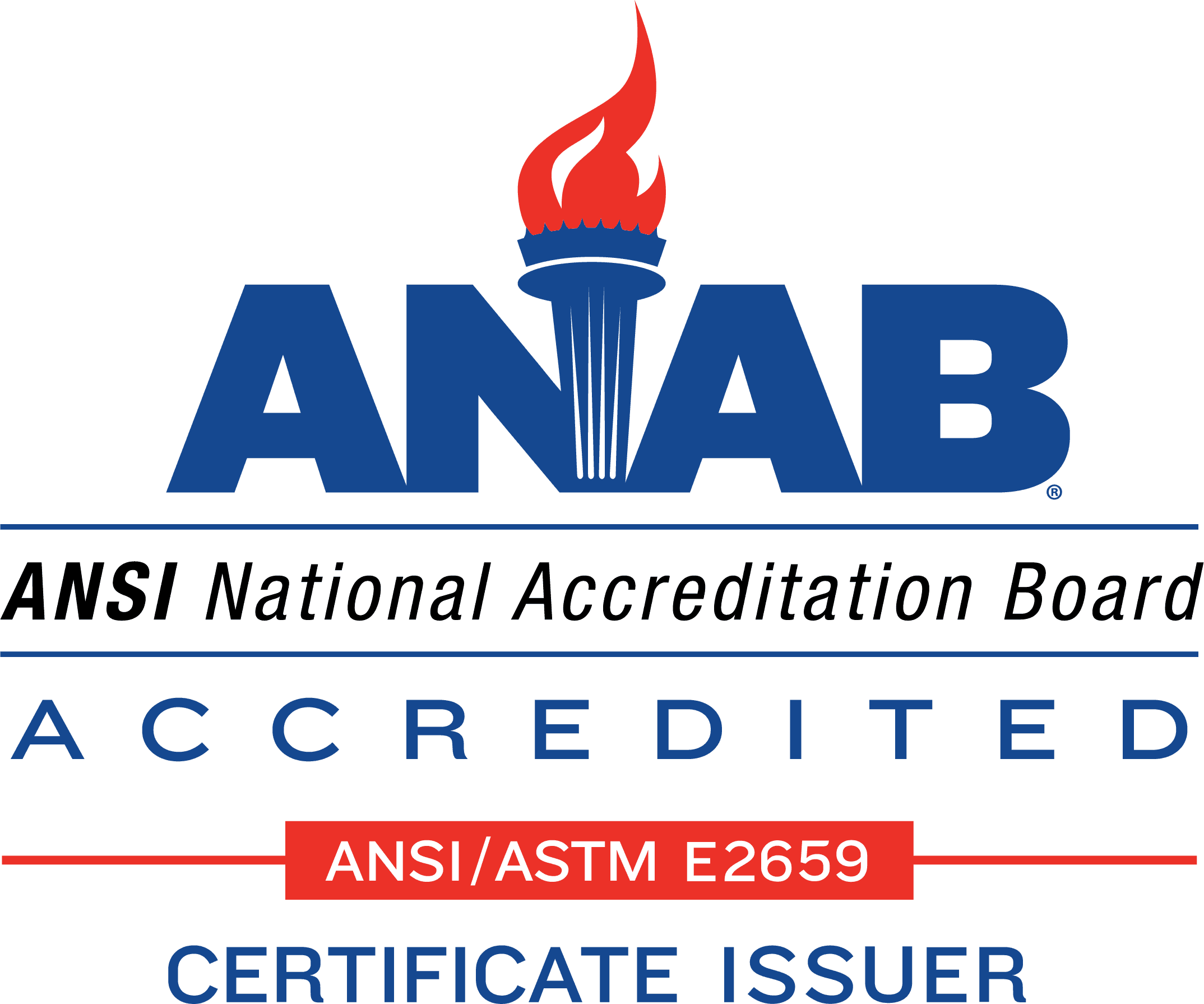 ANAB Accredited Certificate Issuer under ANSI/ASTM E2659