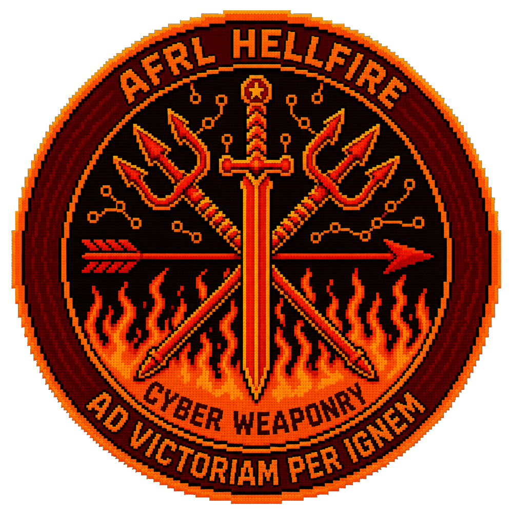 The AFRL HELLFIRE Division Cyber Weaponry emblem
